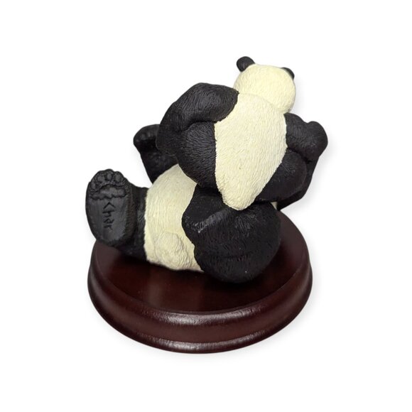 Marty Sculpture Inc Bear Foot Char-ming 7704 Panda Figurine on Wooden Base - Picture 4 of 14